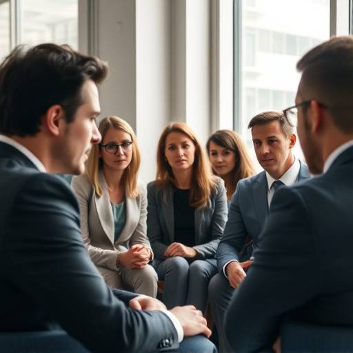 Afbeelding van een groep mensen die een sollicitatiegesprek voeren